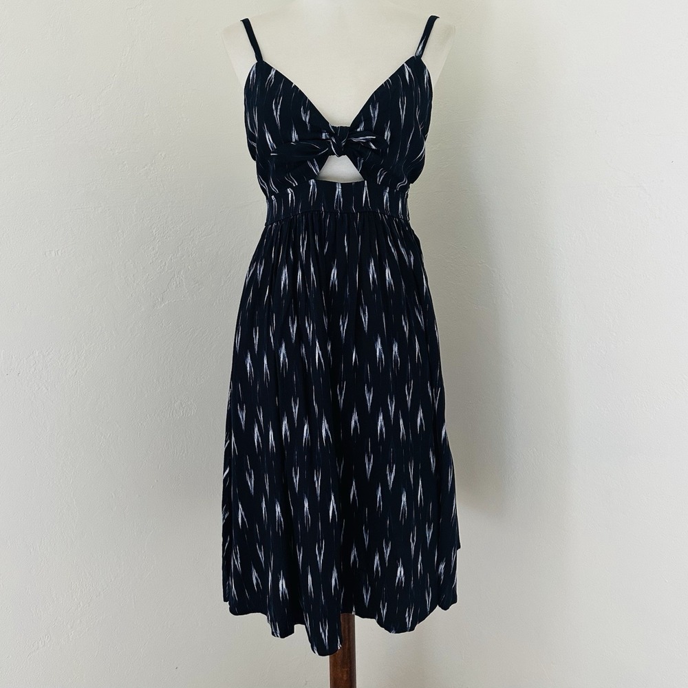 Banana Republic Sun Dress Womens XS P Blue Knotted Front Cut Out Summer Strappy